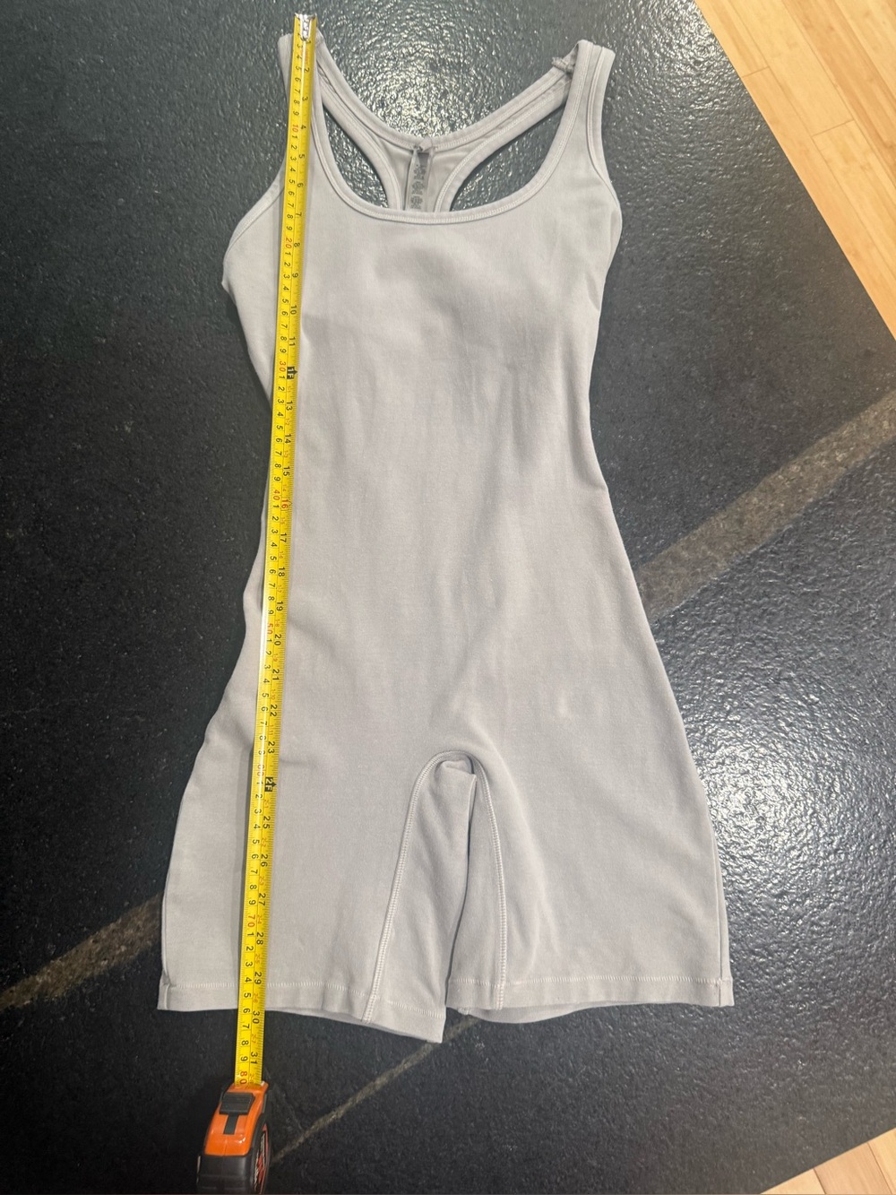 SKIMS Outdoor Mid-Thigh Racerback Bodysuit Romper – Light Gray – Women’s Small